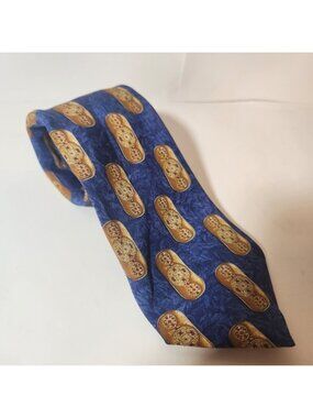 The British Museum 2000 Tie‎ Rack Silk Tie Blue Gold Celtic Medallion Italy